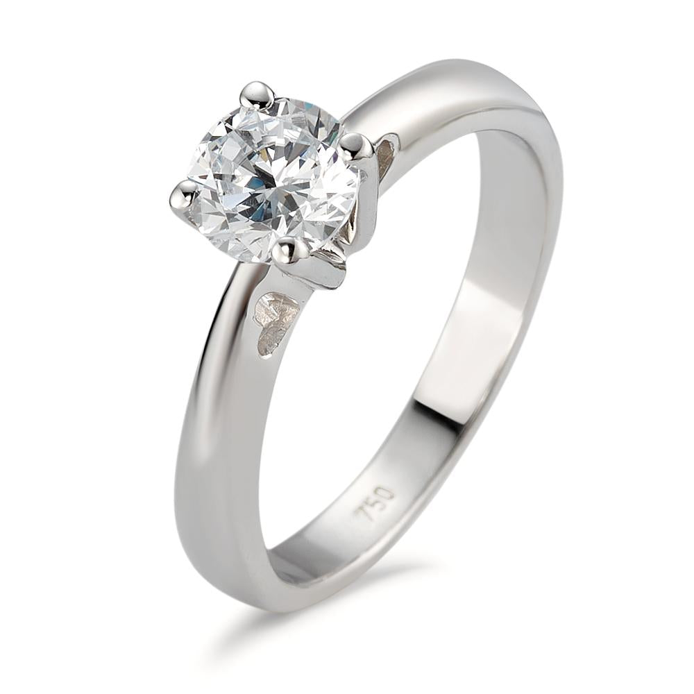 Bague solitaire Or blanc 18K Zircone