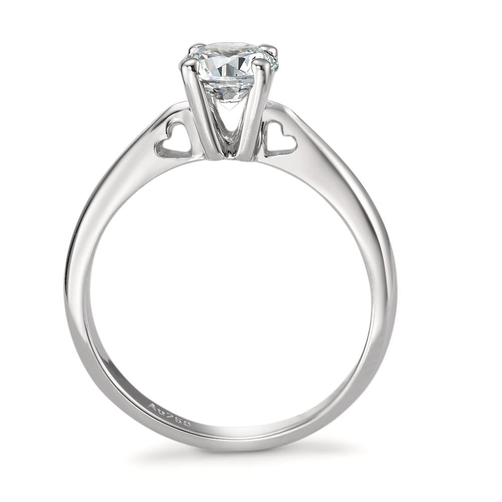 Bague solitaire Or blanc 18K Zircone