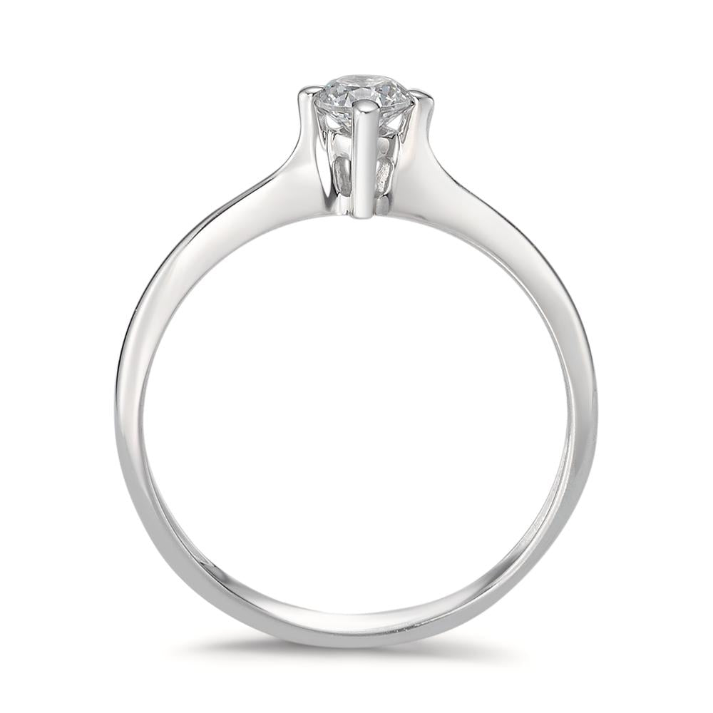 Bague solitaire Or blanc 18K Zircone