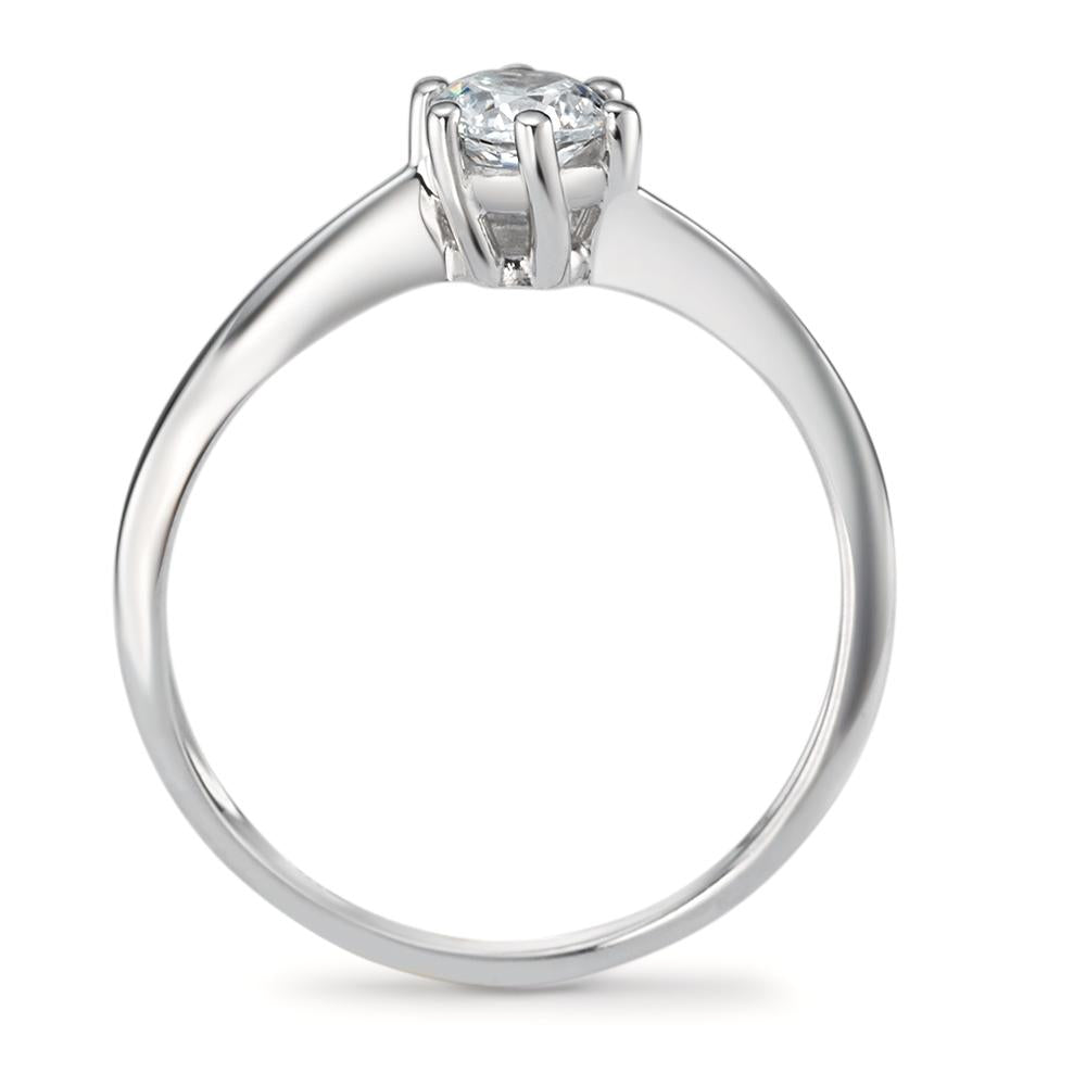 Bague solitaire Or blanc 18K Zircone