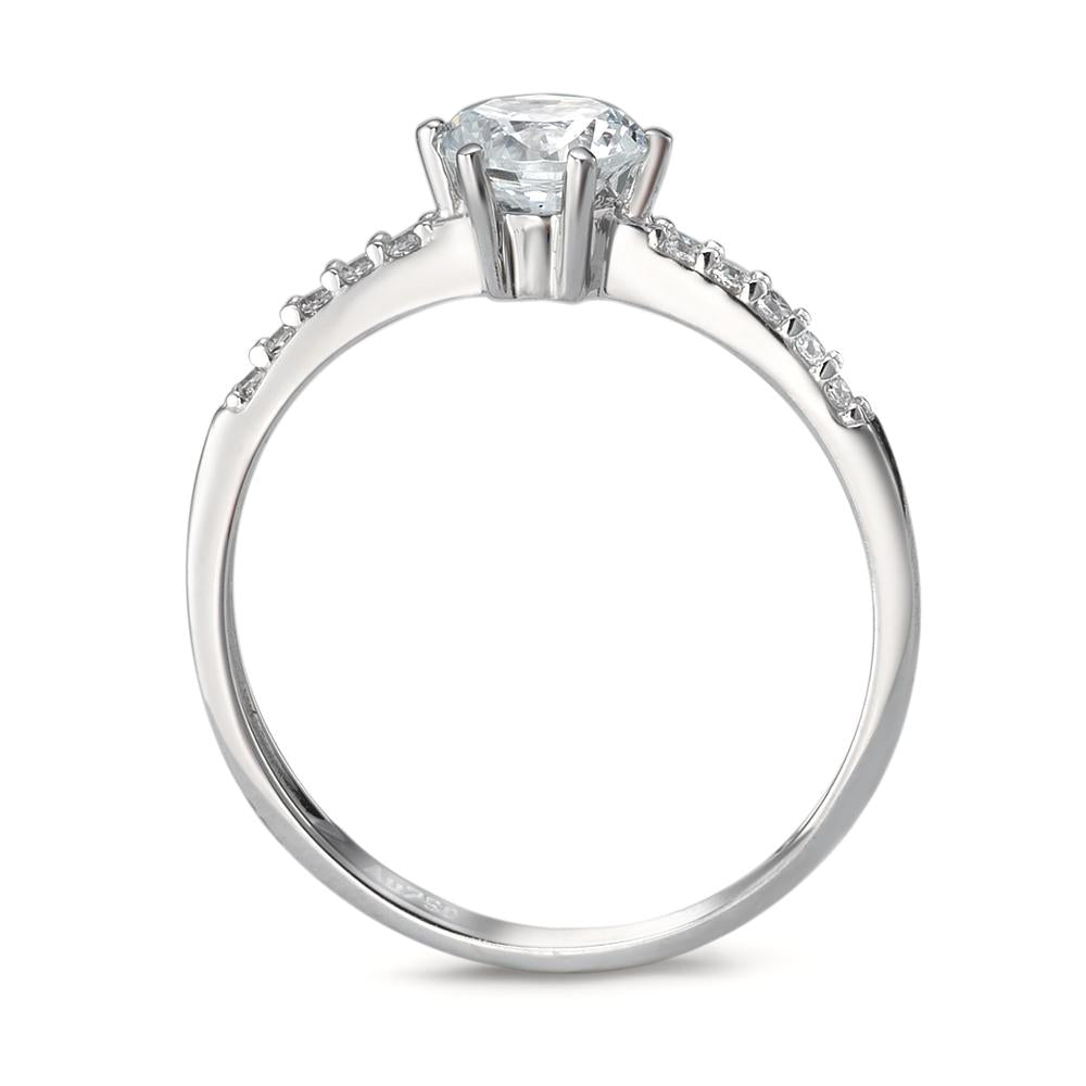 Bague solitaire Or blanc 18K Zircone