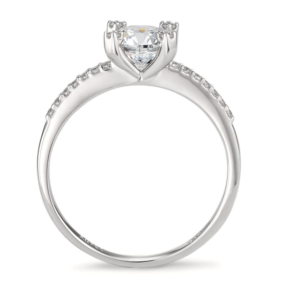 Bague solitaire Or blanc 18K Zircone Ø6.5 mm