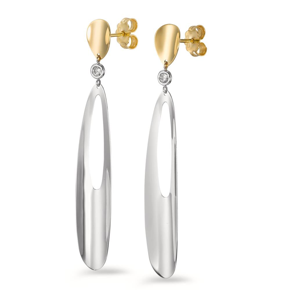 Pendant d'oreilles Or blanc 18K, Or jaune 18K Zircone 2 Pierres