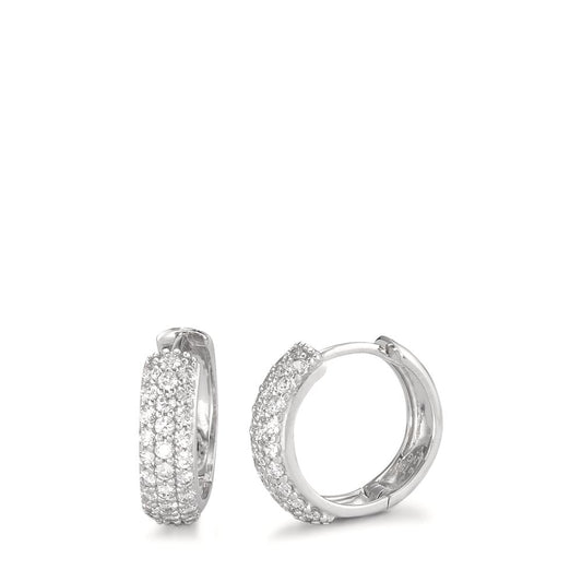 Créoles à charnières Or blanc 18K Zircone