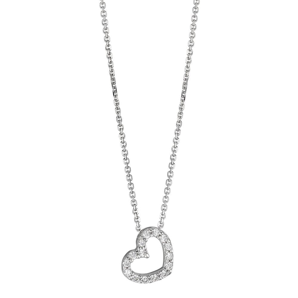 Collana Oro bianco 750/18 carati Zirconia Cuore 42 cm