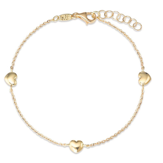 Bracelet Or jaune 18K Coeur 16.5-18 cm