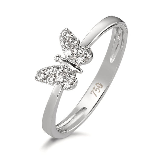 Bague Or blanc 18K Zircone Papillon