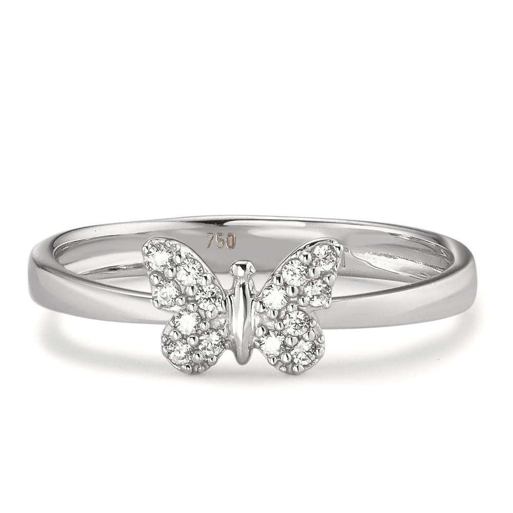 Bague Or blanc 18K Zircone Papillon