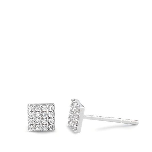 Clous d'oreilles Or blanc 18K Zircone 32 Pierres Ø4.5 mm