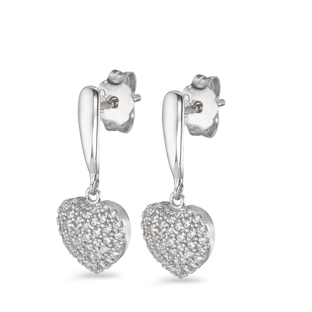 Pendant d'oreilles Or blanc 18K Zircone Coeur