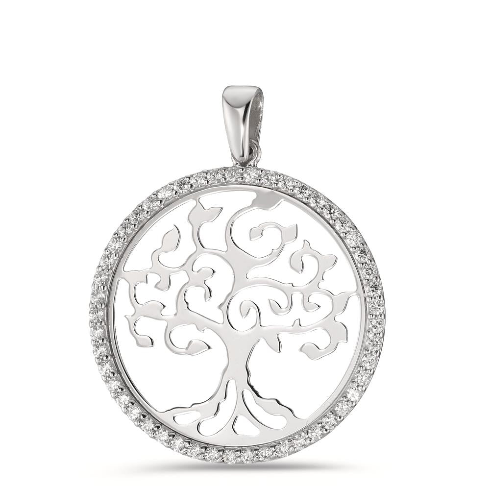 Pendentif Or blanc 18K Zircone Arbre de la vie Ø22 mm