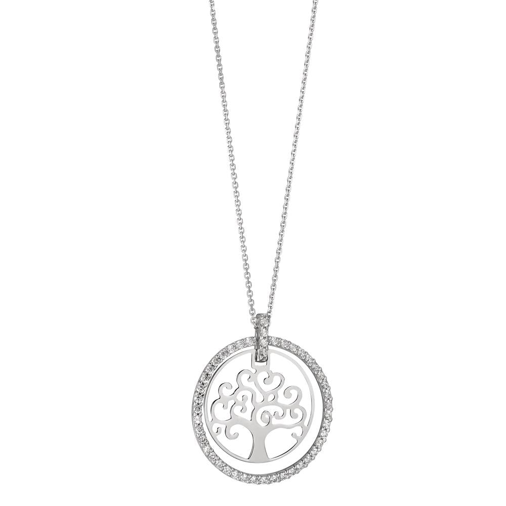 Collier Or blanc 18K Zircone Arbre de la vie 42 cm Ø18 mm