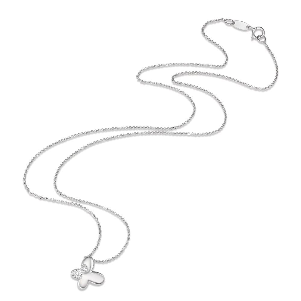 Collana Oro bianco 750/18 carati Zirconia 4 pietra Farfalla 42 cm