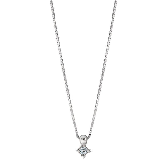 Collier Or blanc 18K Diamant 0.06 ct, w-si 39-42 cm Ø3 mm