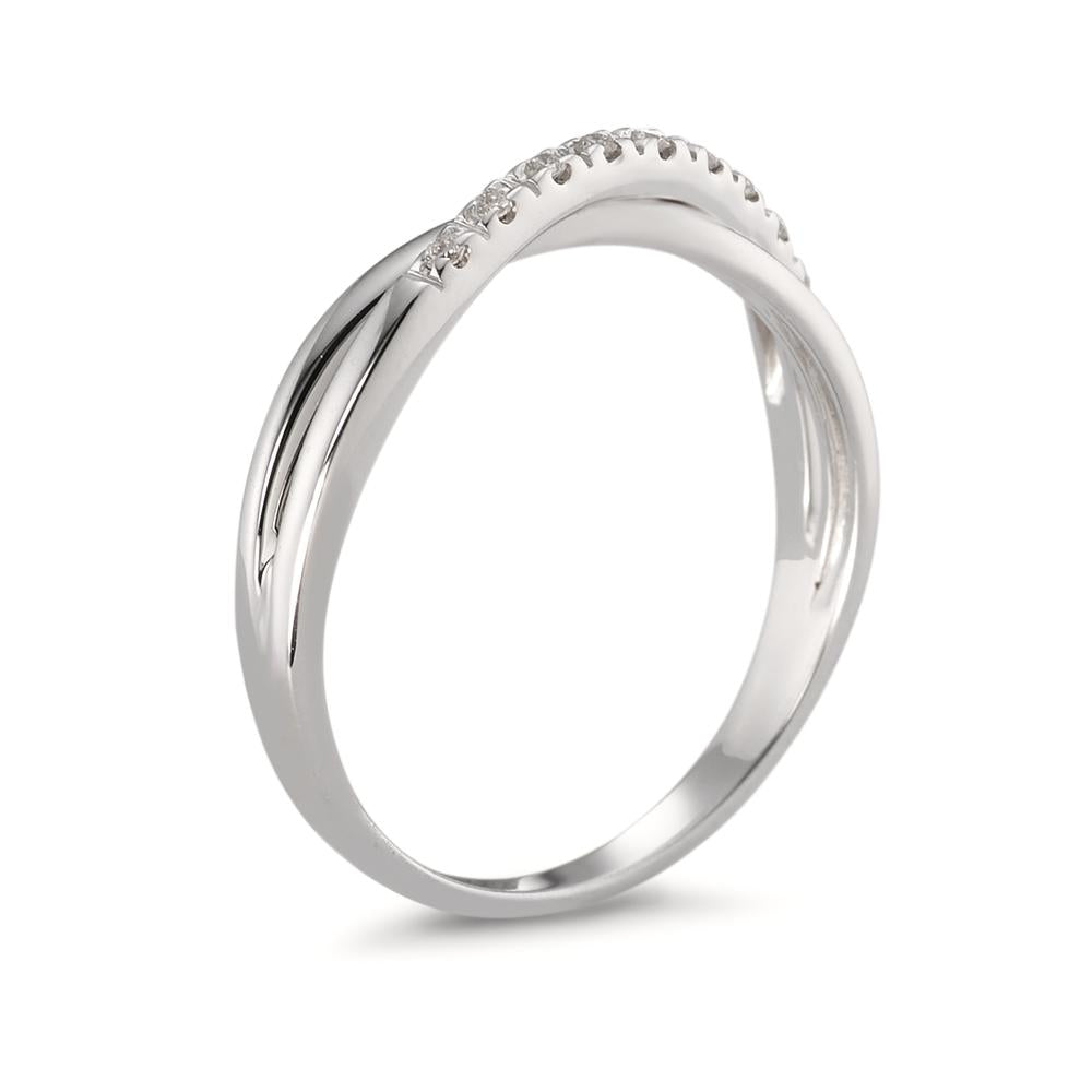 Fingerring 750/18 K Weissgold Diamant 0.05 ct, 9 Steine, w-si