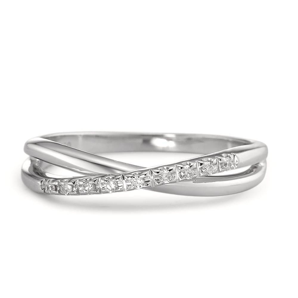 Fingerring 750/18 K Weissgold Diamant 0.05 ct, 9 Steine, w-si