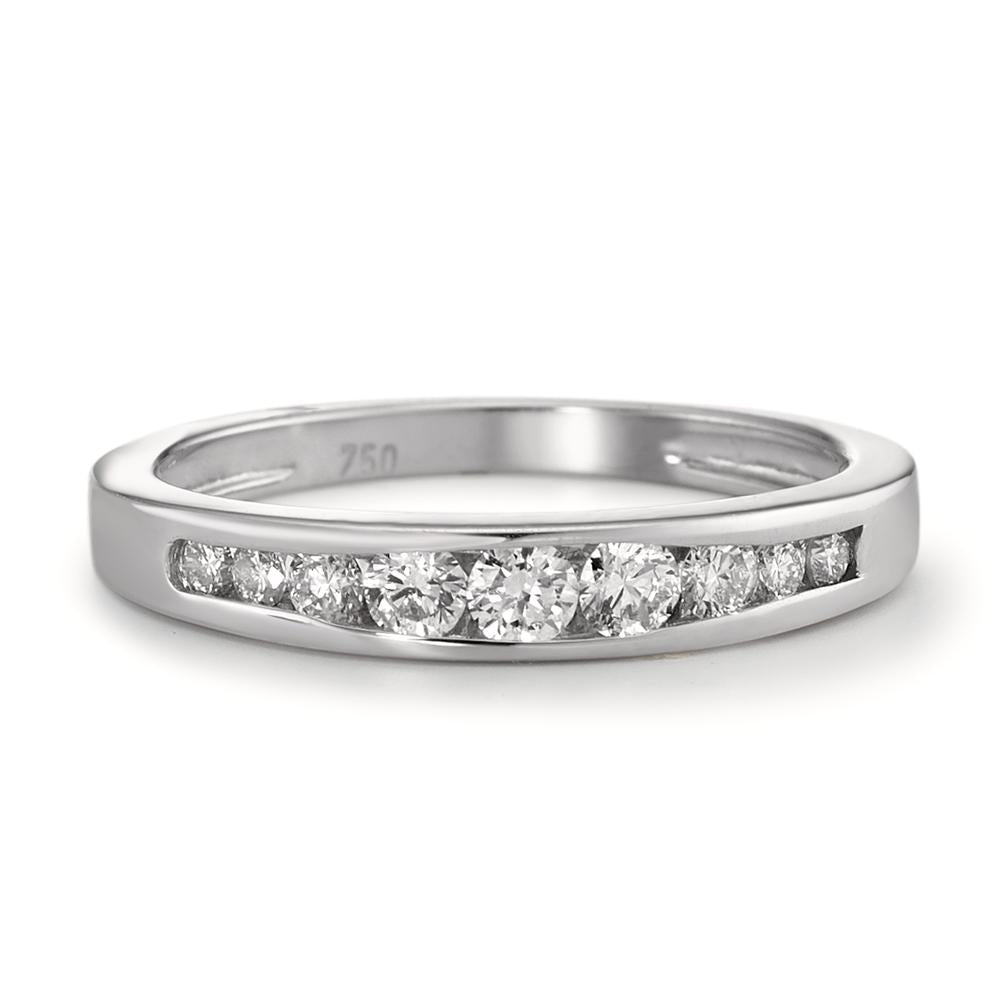 Memory Ring 750/18 K Weissgold Diamant 0.18 ct, 9 Steine, w-si