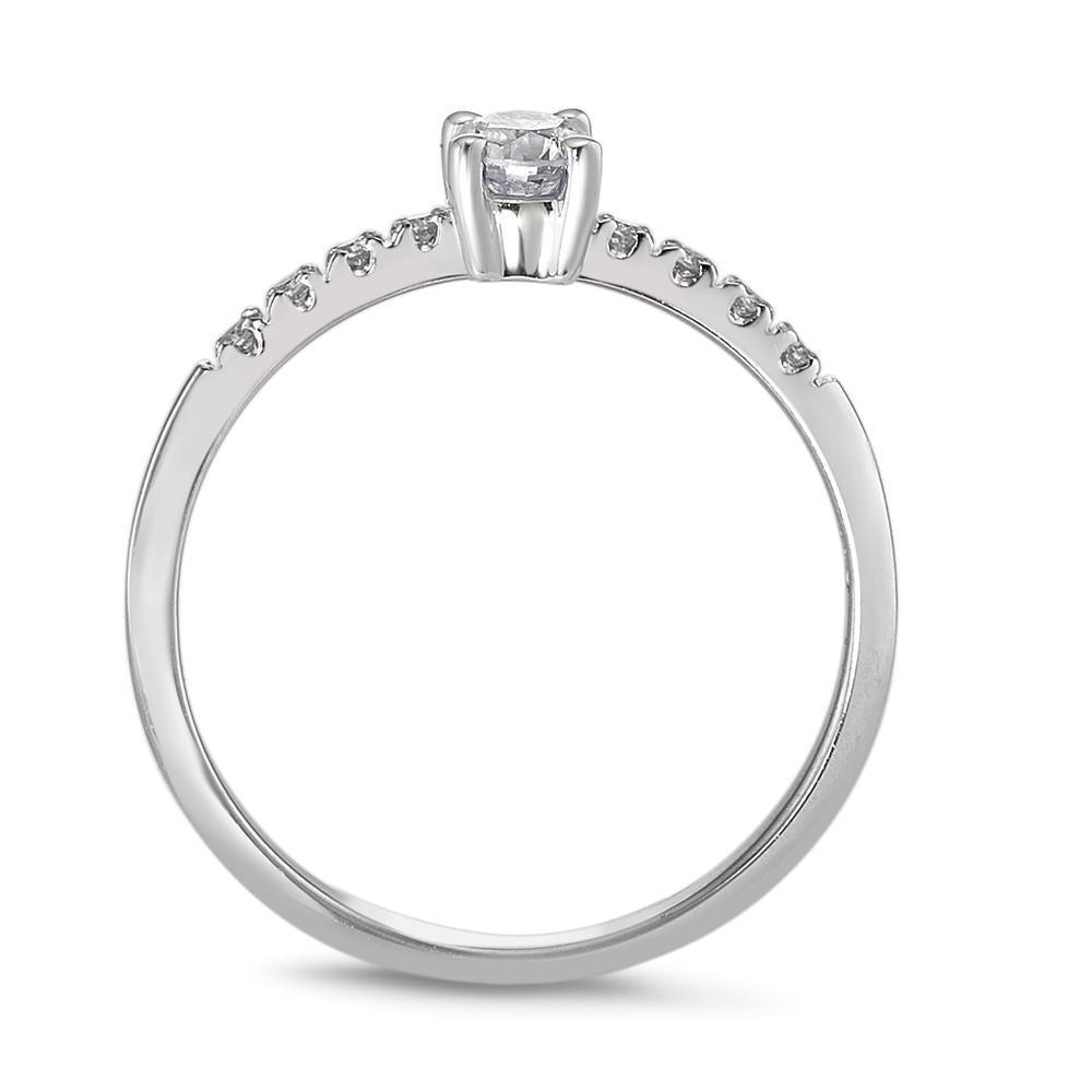 Bague solitaire Or blanc 18K Diamant 0.23 ct, 9 Pierres, w-si