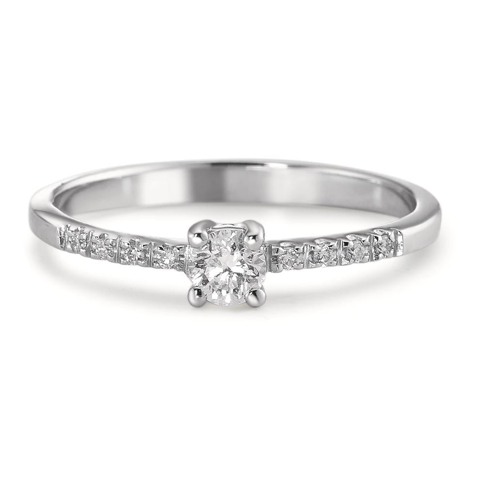 Bague solitaire Or blanc 18K Diamant 0.23 ct, 9 Pierres, w-si