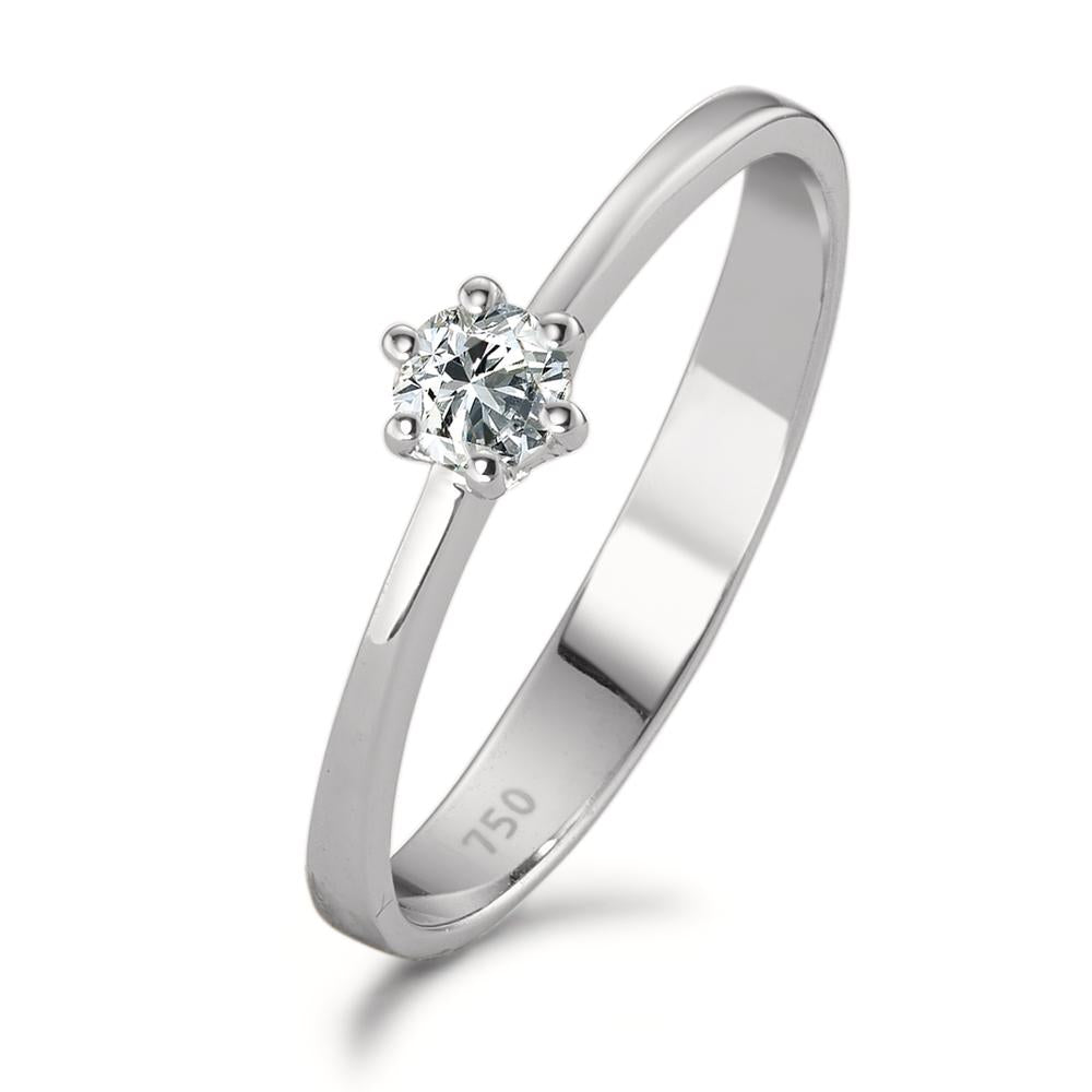 Bague solitaire Or blanc 18K Diamant 0.15 ct, w-si