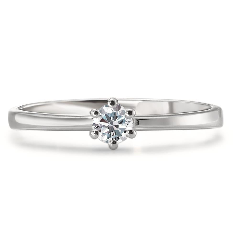 Bague solitaire Or blanc 18K Diamant 0.15 ct, w-si