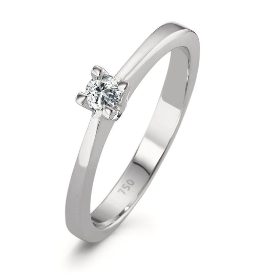 Bague solitaire Or blanc 18K Diamant 0.10 ct, w-si