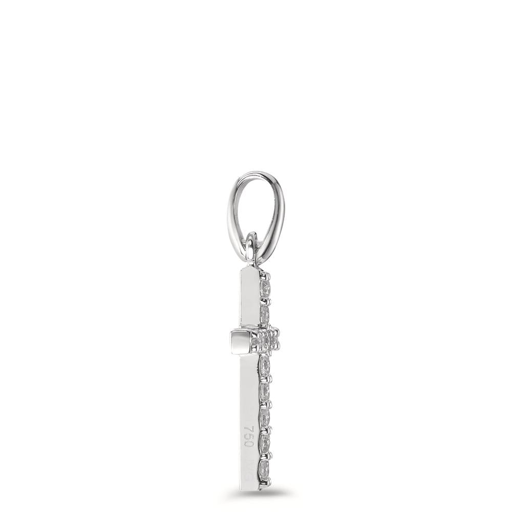 Pendentif Or blanc 18K Diamant 0.12 ct, 12 Pierres, w-si Croix