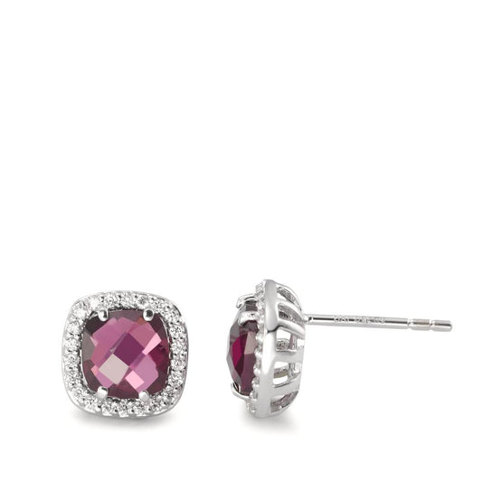 Clous d'oreilles Or blanc 18K Rhodolite Ø9 mm