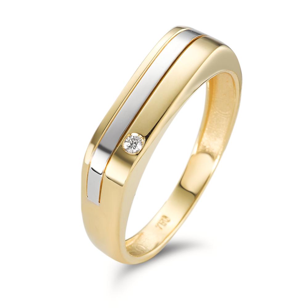 Bague Or jaune 18K, Or blanc 18K Diamant 0.02 ct, w-si