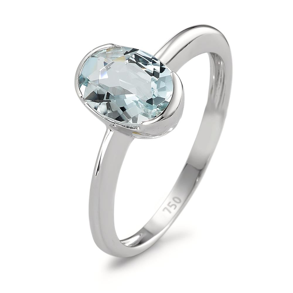 Fingerring 750/18 K Weissgold Aquamarin 1.08 ct