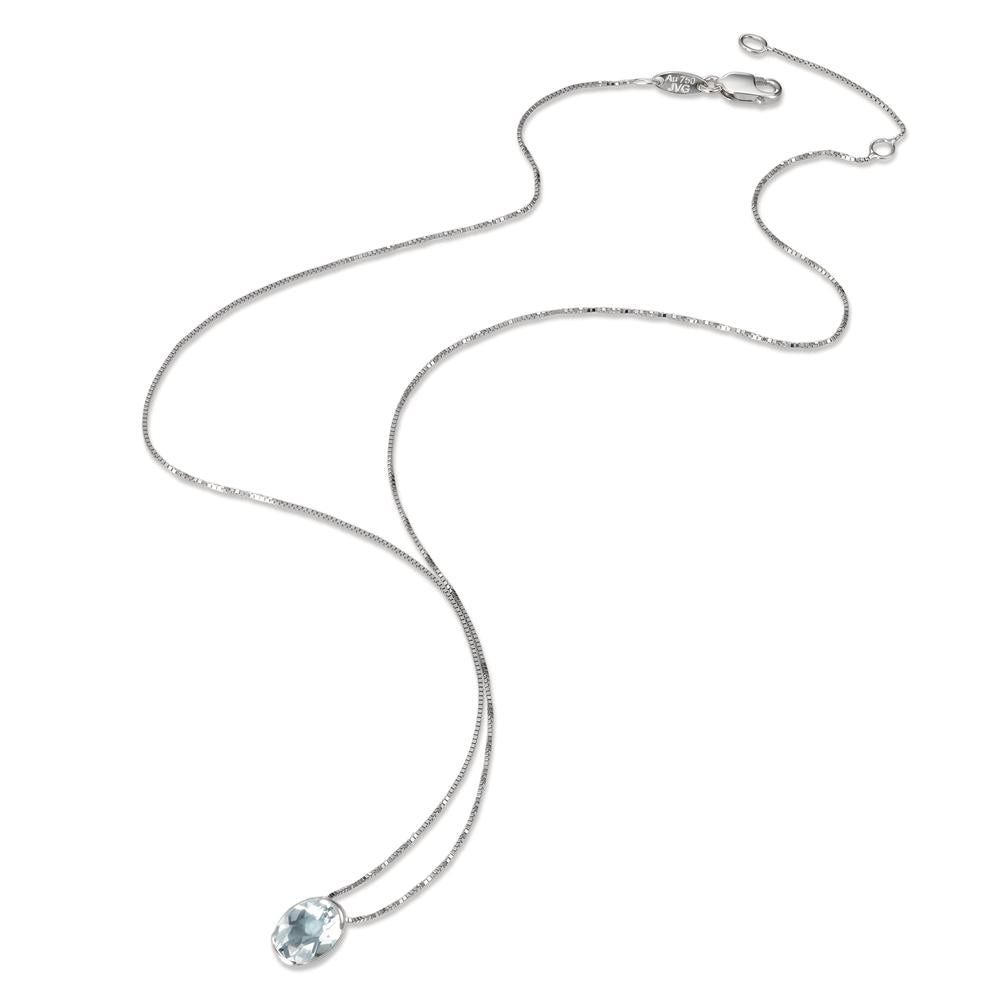 Collier Or blanc 18K Aigue-Marine 1.08 ct 39-42 cm