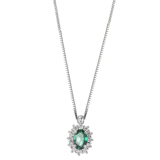 Collana Oro bianco 750/18 carati Smeraldo 0.40 ct, Diamante 0.18 ct, w-si 39-42 cm