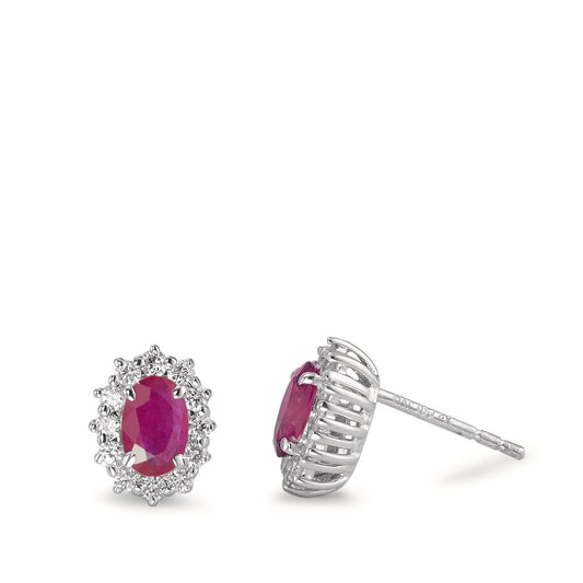 Clous d'oreilles Or blanc 18K Rubis