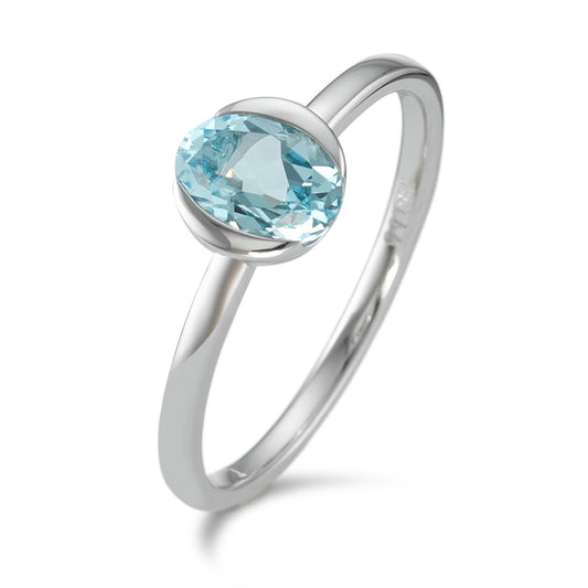 Bague Or blanc 18K Topaze bleu