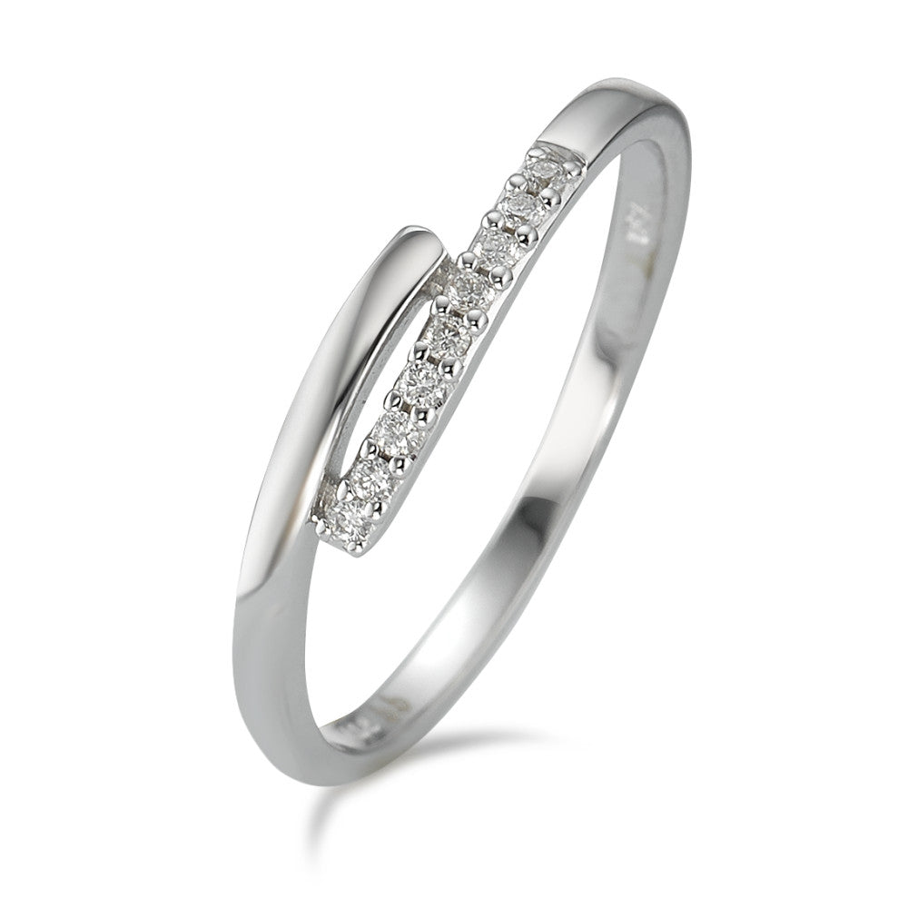 Fingerring 750/18 K Weissgold Diamant 0.06 ct, 9 Steine, w-si