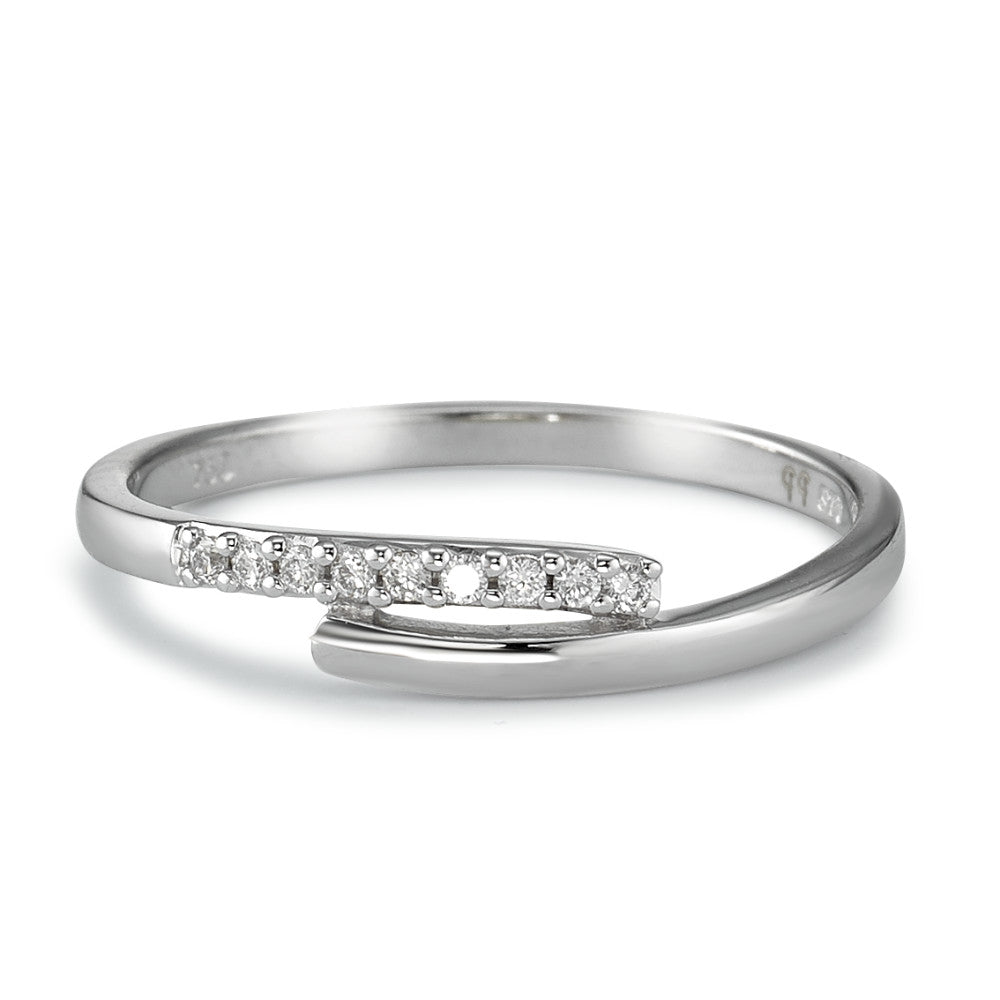 Fingerring 750/18 K Weissgold Diamant 0.06 ct, 9 Steine, w-si