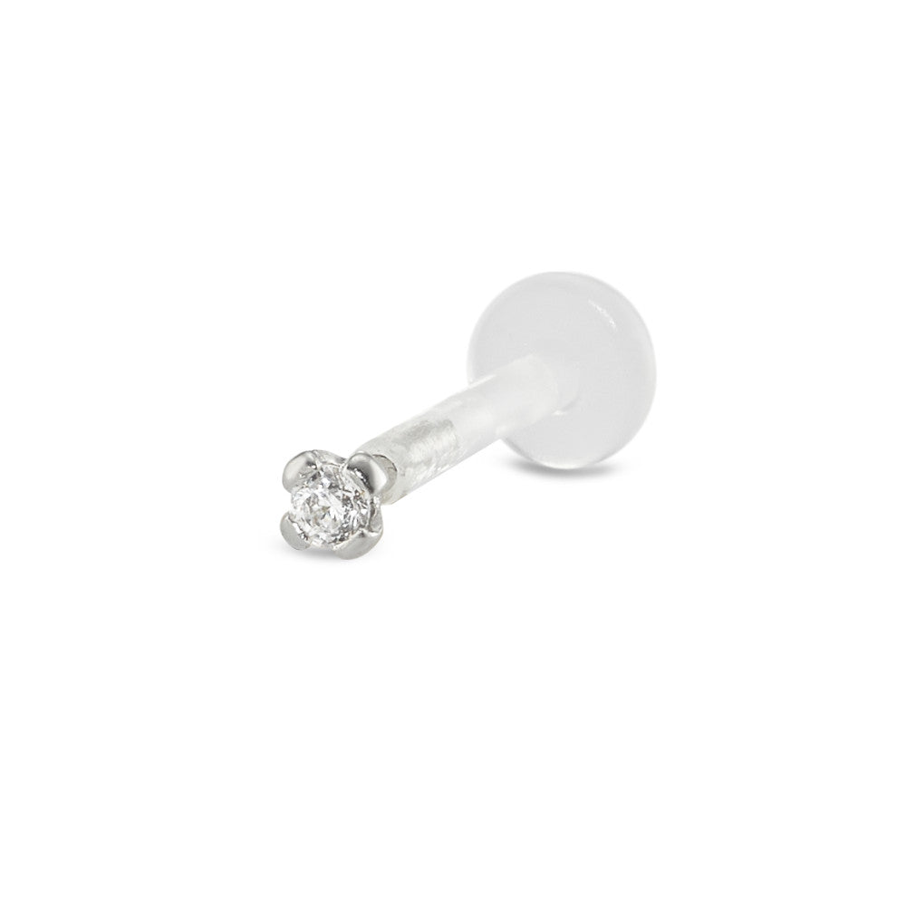 Piercing Or blanc 18K Zircone Ø2 mm