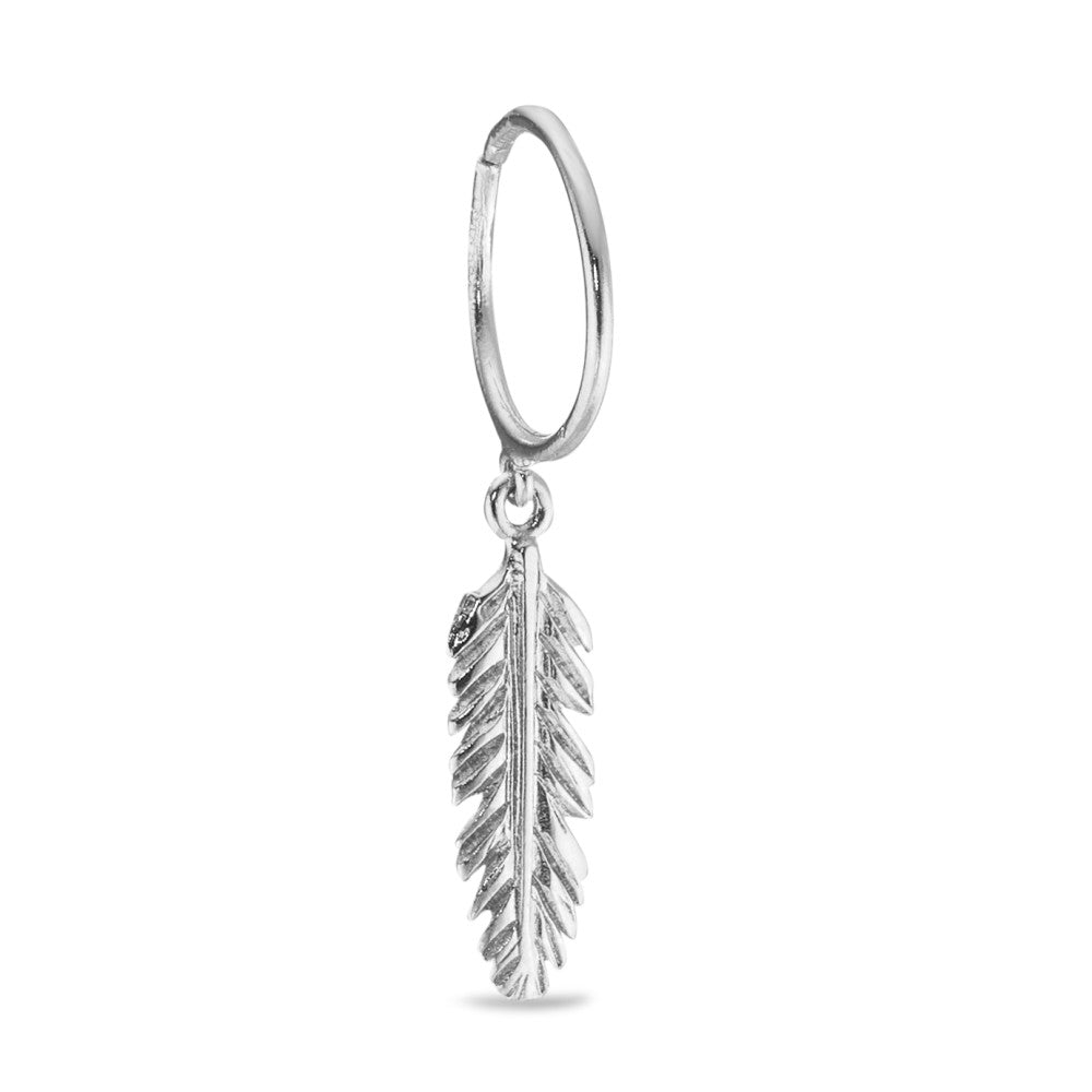 Créole avec pendentif Or blanc 18K Plume