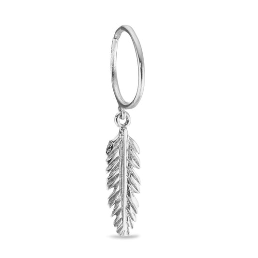 Créole avec pendentif Or blanc 18K Plume