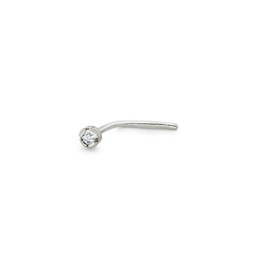 Borchia al naso Oro bianco 750/18 carati Diamante bianco, 0.01 ct, w-si Ø1.8 mm