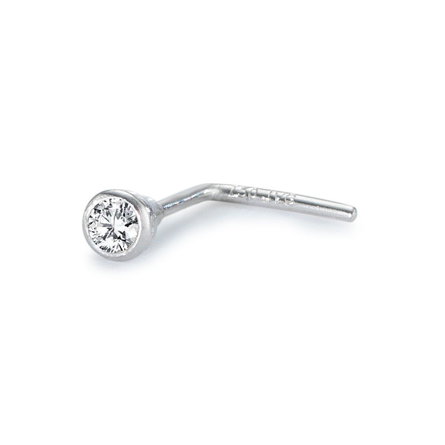 Borchia al naso Oro bianco 750/18 carati Diamante bianco, 0.02 ct, w-si Ø2.3 mm