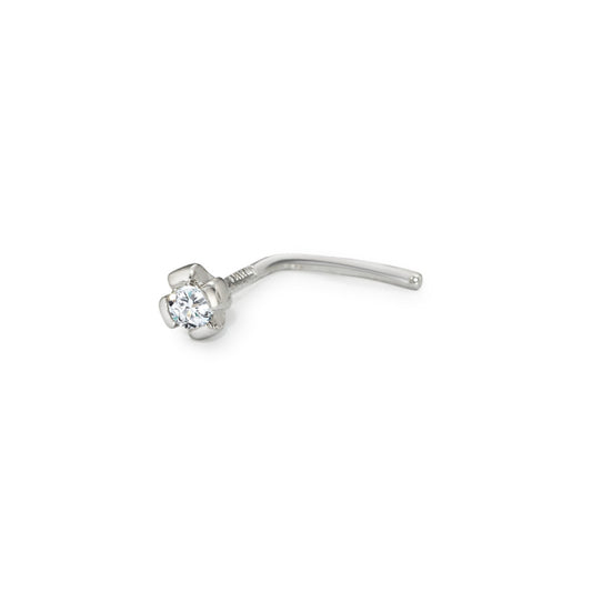 Borchia al naso Oro bianco 750/18 carati Diamante bianco, 0.03 ct, w-si Ø2.5 mm