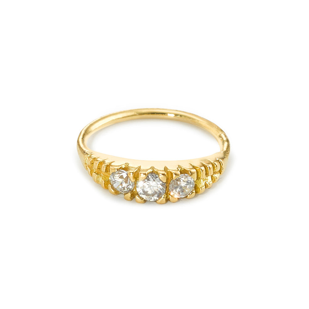 Anneau de nez Or jaune 18K Zircone 3 Pierres