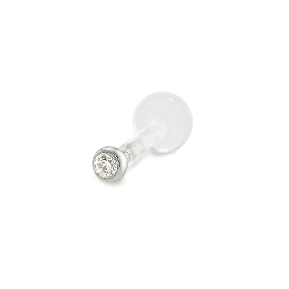 Piercing Or blanc 18K Zircone Ø2 mm