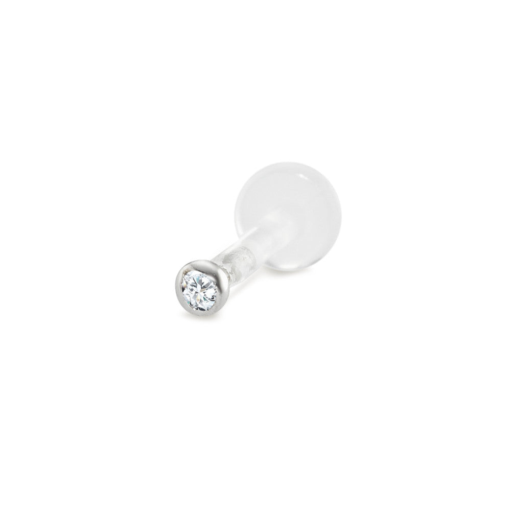 Piercing Or blanc 18K Diamant 0.015 ct, w-si Ø2 mm