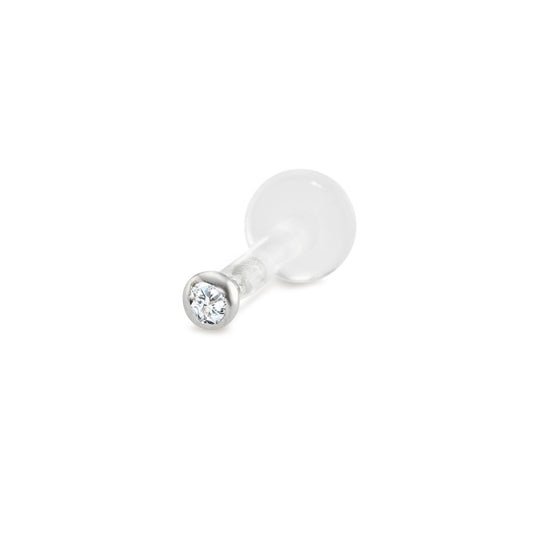 Piercing 750/18 K Weissgold Diamant 0.015 ct, w-si Ø2 mm