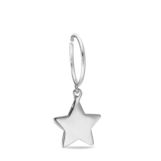 Créole avec pendentif Or blanc 18K Étoile Ø9.5 mm