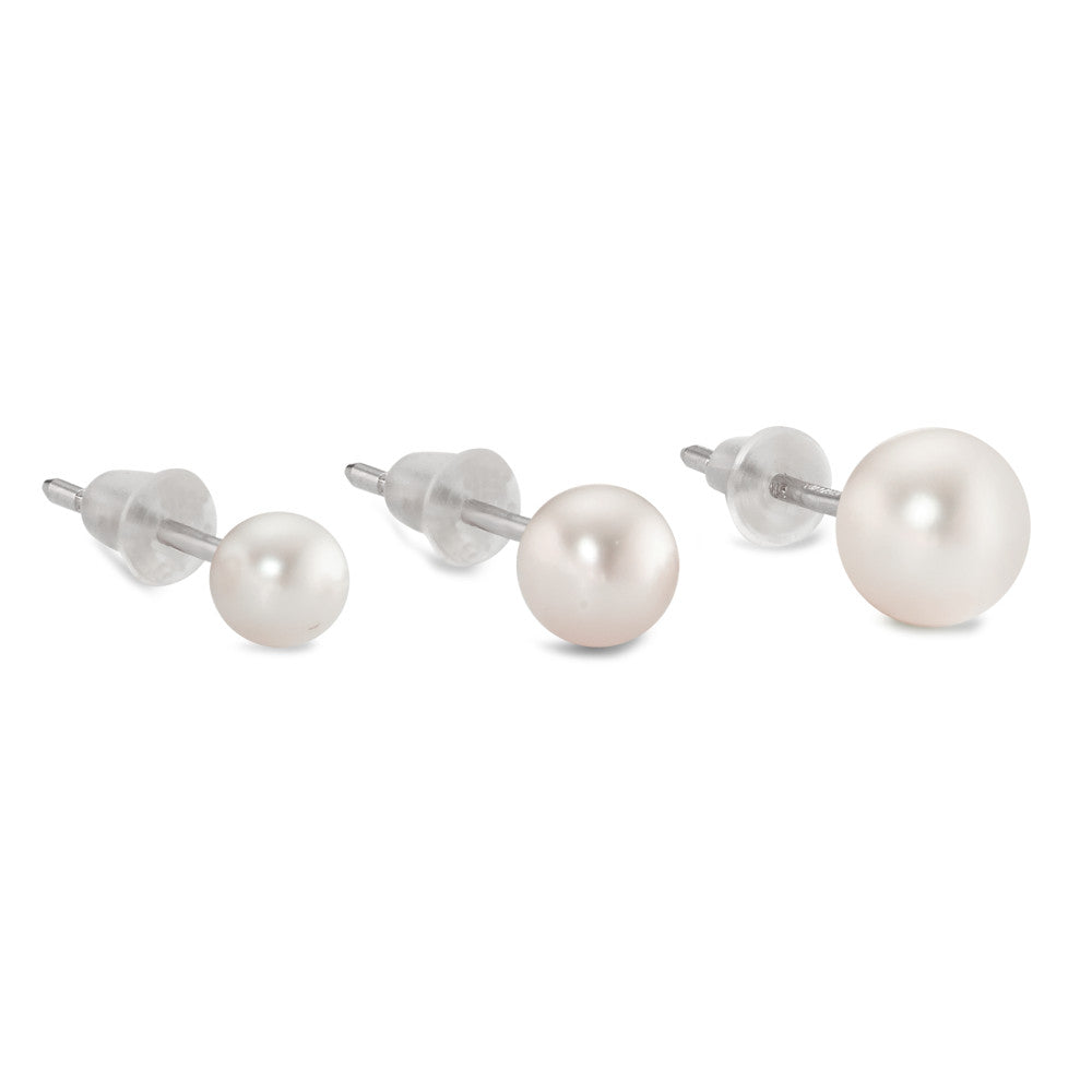 Clous d'oreilles Or blanc 18K perle d'eau douce