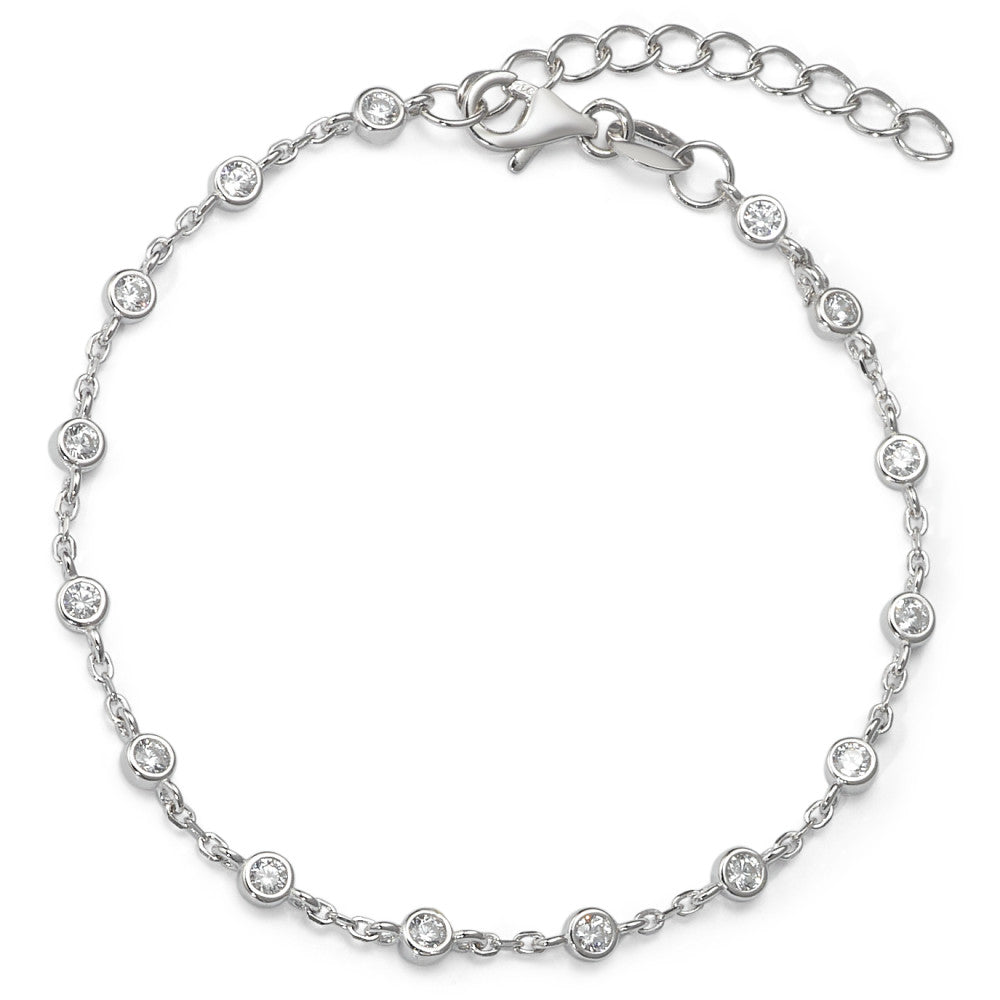 Bracelet Argent Zircone 15 Pierres Rhodié 16-19 cm