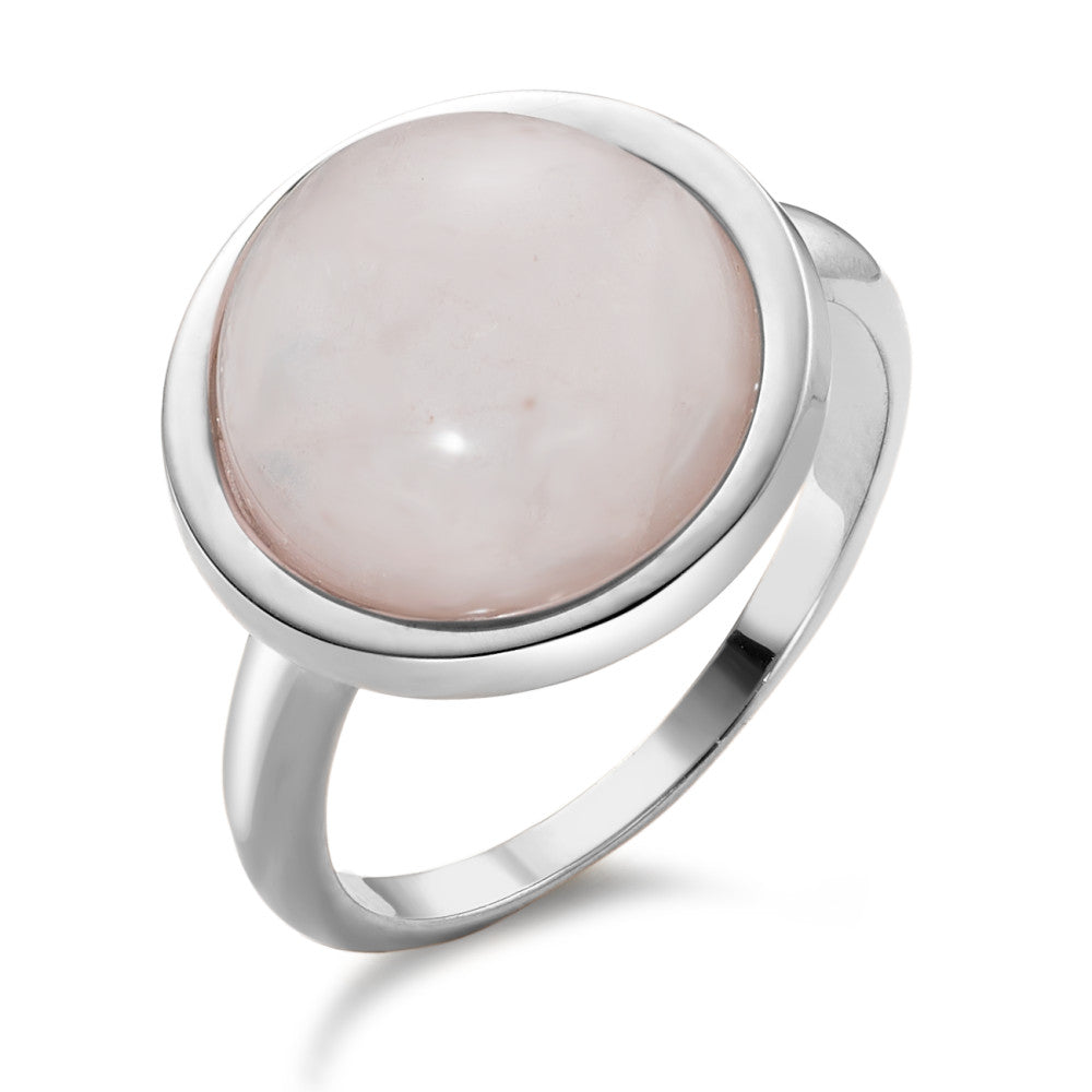 Bague Or blanc 18K Quartz rose Ø15 mm